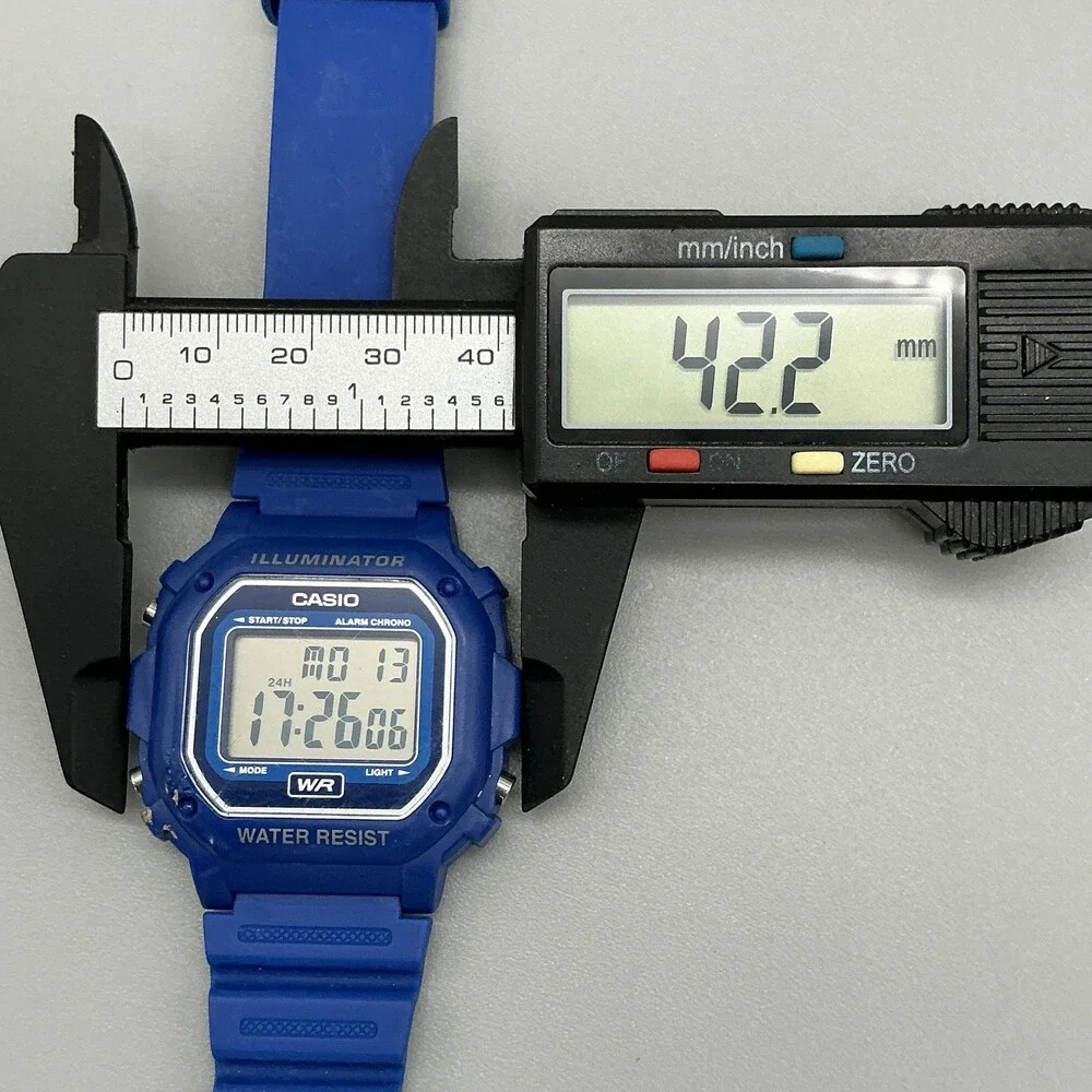 Casio F-108WH 3224 Mens Watch 42mm Gray Digital Blue Resin Day Date Illuminator